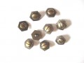 Metal look knoop Oud goud 6 hoekig 15 mm.