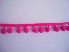 Bolletjesband pompom  Fluor Pink