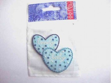 Appplicatie Hartje Lovely Baby 2 x Aqua