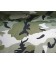 Deze tricot met legerprint  heeft 2 lichte legergroene tinten met zwart. 96%katoen/4% elastan 1.50 mtr. breed 220 gr/M2
