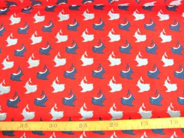 Kinderkatoen Rood met grijs/donkerblauwe Dolfijn 3204-15N