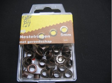 Nestelringen, nestelogen Oud brons 5 mm