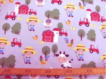 Oeko-Tex Kindertricot Lichtgrijs Boerderij print 4714-62N