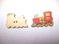 Houten knoop gekleurd Locomotief Rood