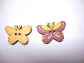 Houten knoop gekleurde Vlinder Paars