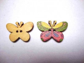Houten knoop gekleurde Vlinder Lila