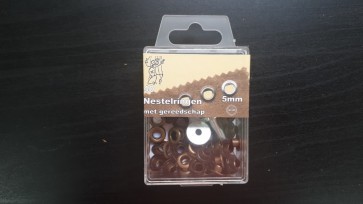 Nestelringen, nestelogen Oud koper 5 mm