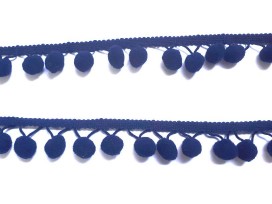 Sierband met pompom bolletjes Donkerblauw