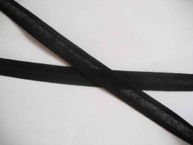 Zwart biaisband van 12 mm breed