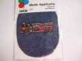 Applicatie jeans ovaal met rode brandweerwagen 29051